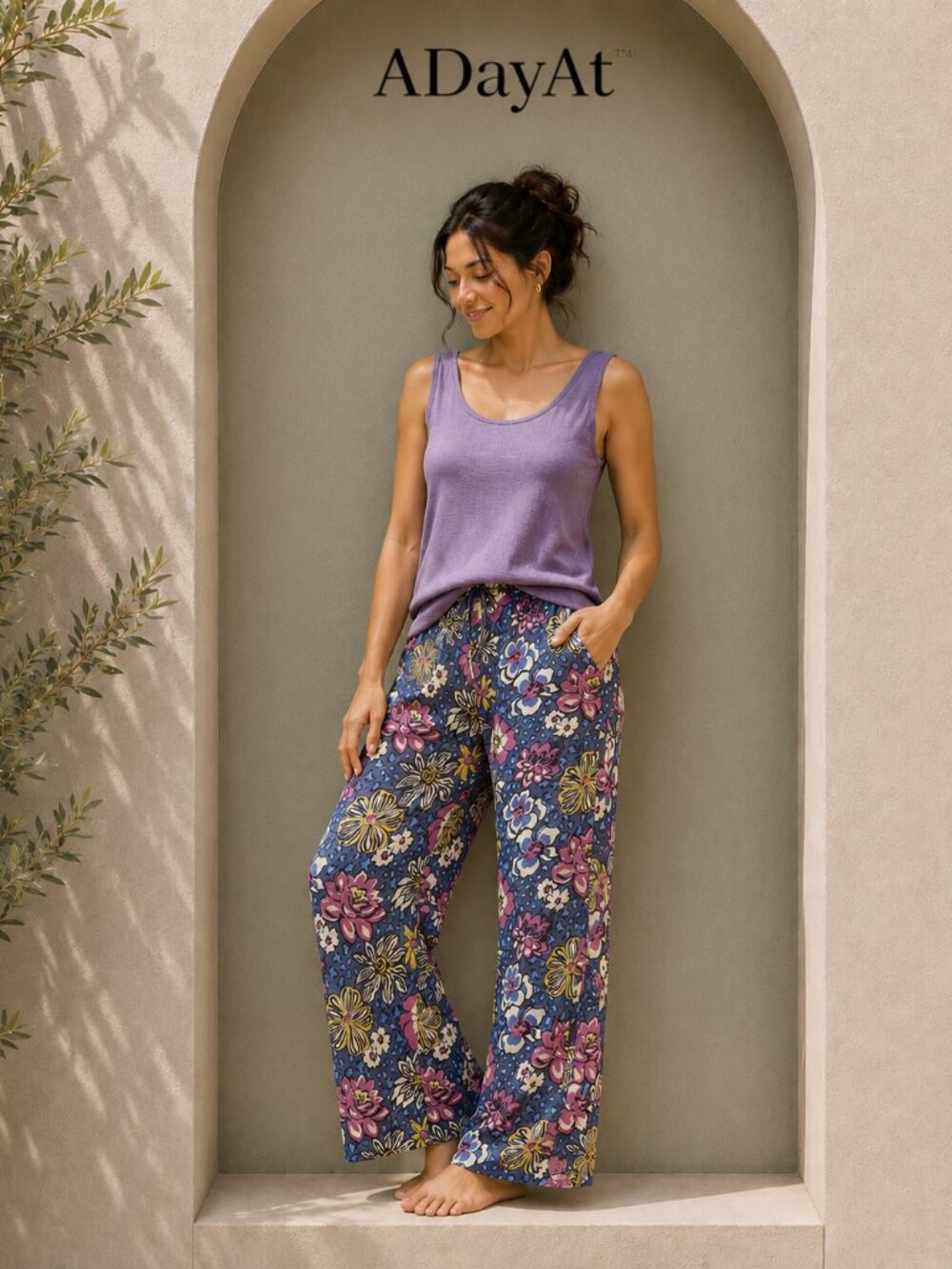 Vera Bradley Floral Cotton Lounge Pants XL | Wide Leg Pants | Drawstring Waist